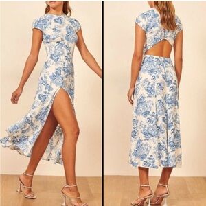 NWT Reformation Dress Gavin Midi in Olympia Blue Floral